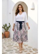 KUBA nagyméretű nyári szoknya (XL-5XL) - pink virággal