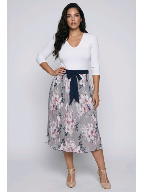 KUBA nagyméretű nyári szoknya (XL-5XL) - pink virággal