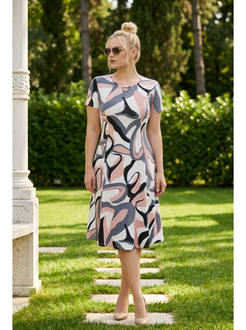 GIGI nagyméretű ruha - pink/szürke