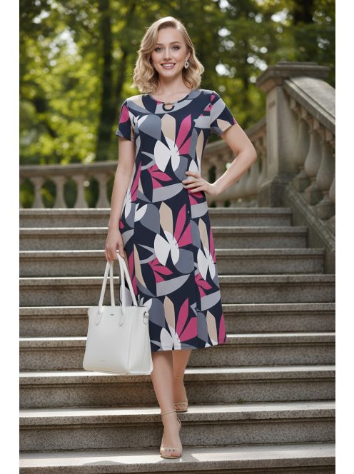 GIGI nagyméretű ruha - pink/szürke