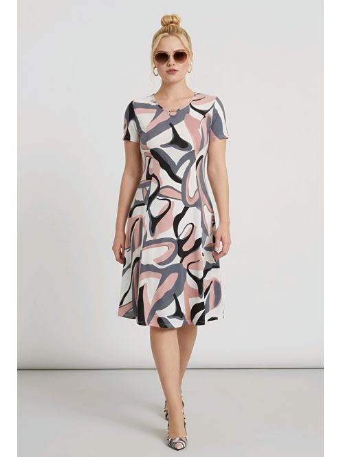 GIGI nagyméretű ruha - pink/szürke