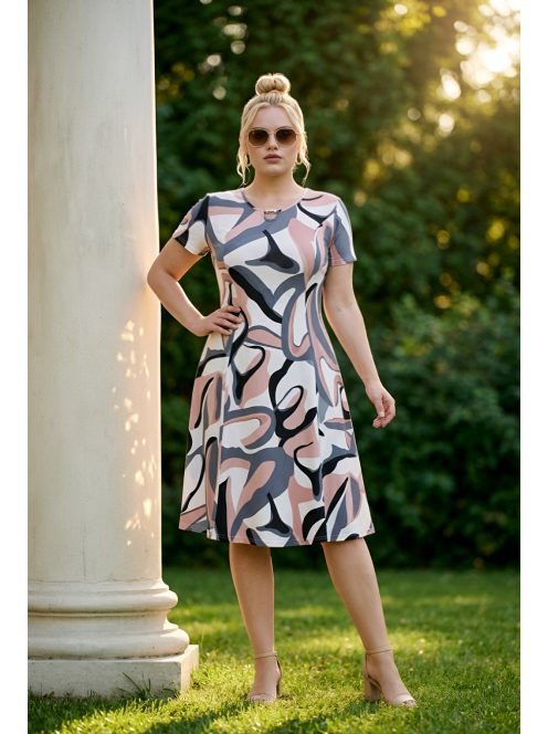 GIGI nagyméretű ruha - pink/szürke