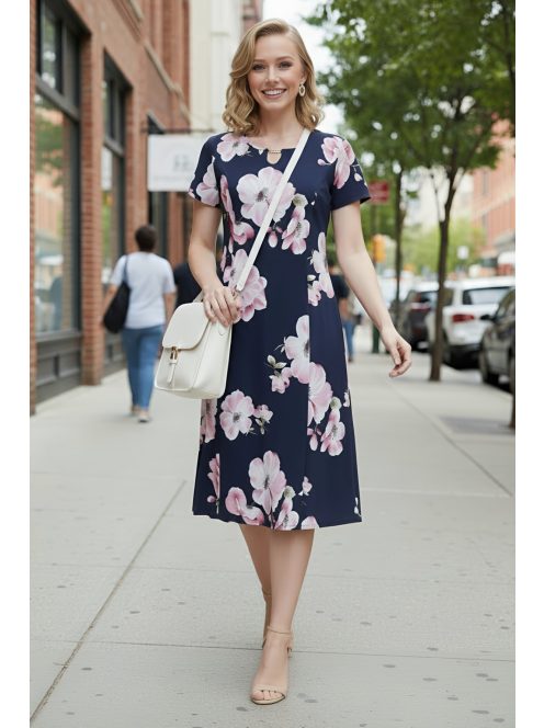 GIGI nagyméretű ruha - pink virággal