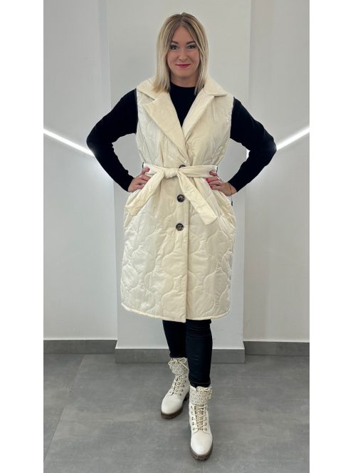 Hosszított mellény - törtfehér