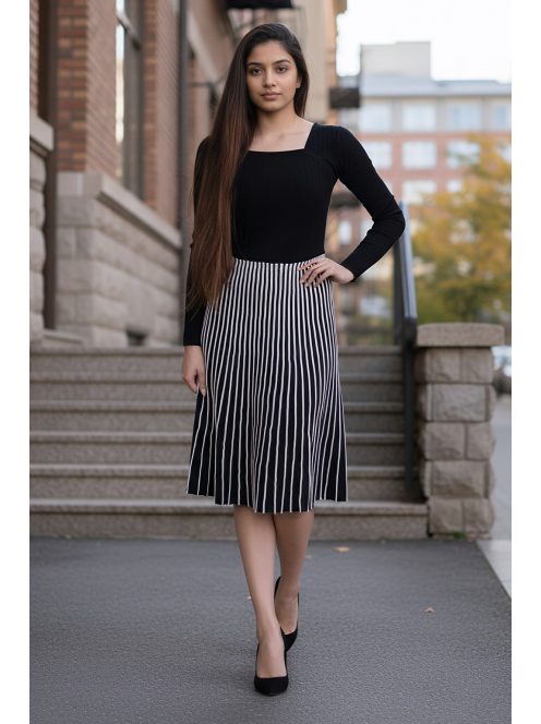 MAY különleges kötött ruha - fekete/fehér