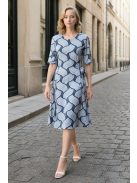 ALIZ oldalt megkötős ruha (L - 4XL) - sötétkék/fehér