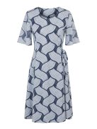 ALIZ oldalt megkötős ruha (L - 4XL) - sötétkék/fehér