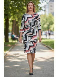 IZA nagyméretű ruha (L-4XL) - pink/szürke