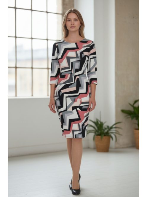 IZA nagyméretű ruha (L-4XL) - pink/szürke