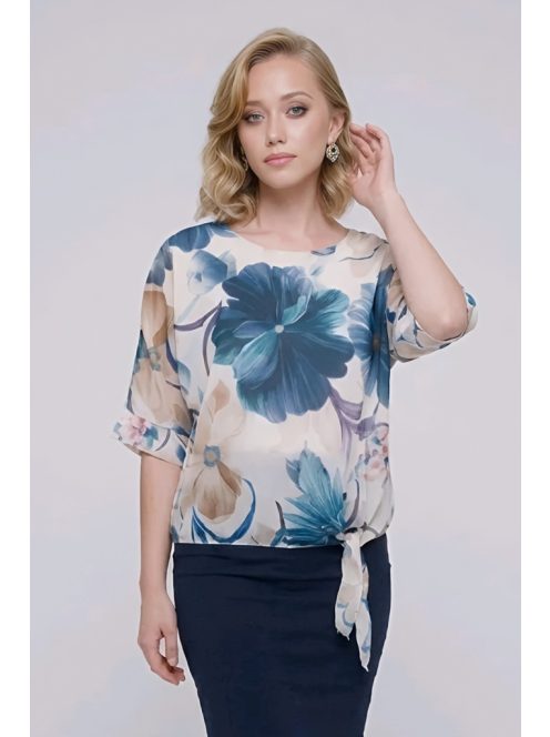 NEW COLLECTION virágos felső - sötétkék/bézs