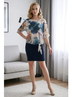 NEW COLLECTION virágos felső - sötétkék/bézs