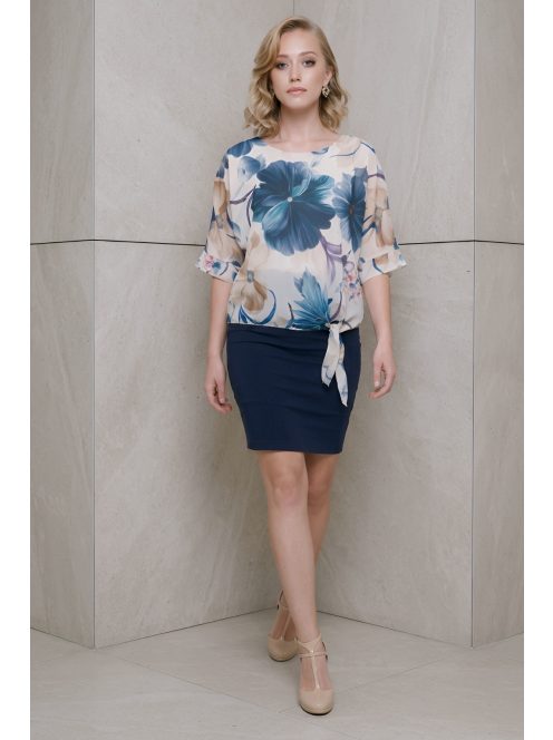 NEW COLLECTION virágos felső - sötétkék/bézs