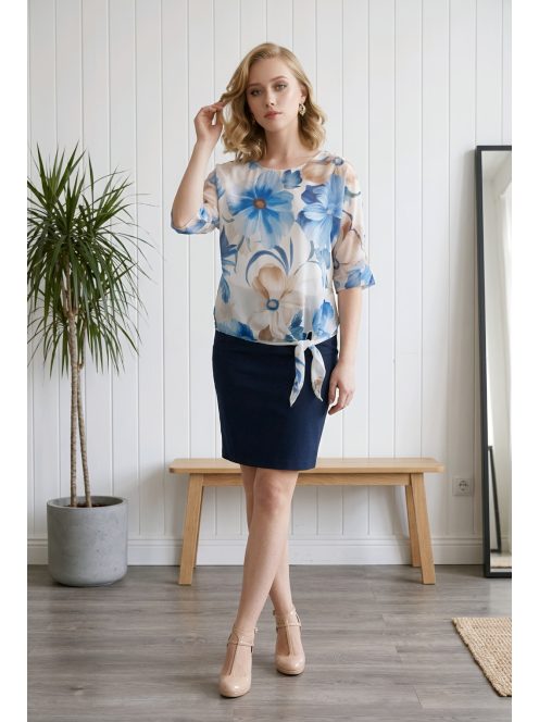 NEW COLLECTION virágos felső - kék/bézs