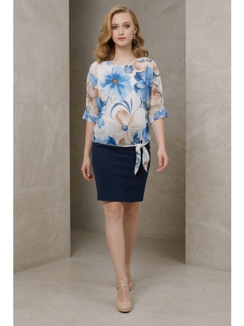 NEW COLLECTION virágos felső - kék/bézs