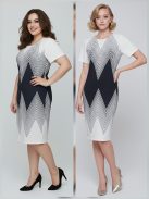 LUNA nagyméretű ruha (44-52) - fehér/sötétkék