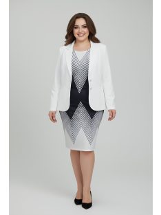 LUNA nagyméretű ruha (44-52) - fehér/sötétkék