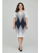 LUNA nagyméretű ruha (44-52) - fehér/sötétkék