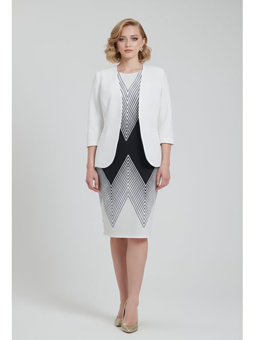 LUNA nagyméretű ruha (44-52) - fehér/sötétkék