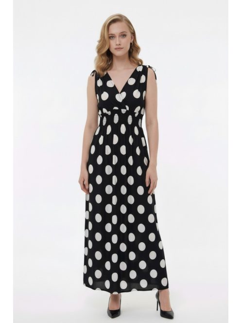 AMINA pöttyös maxiruha - fekete