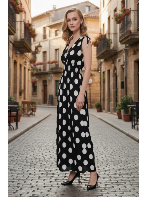 AMINA pöttyös maxiruha - sötétkék