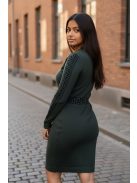 DANA kötött ruha - zöld/fekete mintával