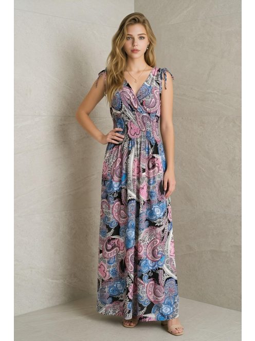 AMINA keleti mintás maxiruha - fekete alapon