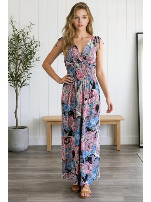 AMINA keleti mintás maxiruha - fekete alapon