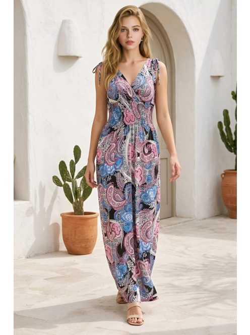 AMINA keleti mintás maxiruha - fekete alapon