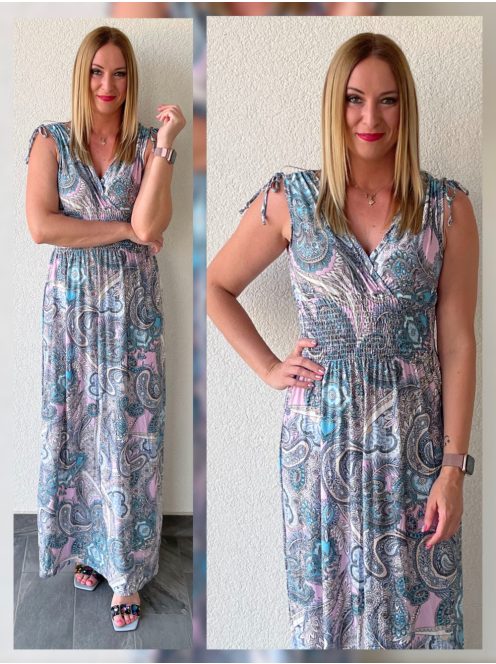 AMINA keleti mintás maxiruha - pink alapon