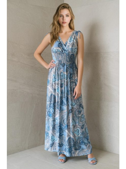 AMINA keleti mintás maxiruha - kék alapon