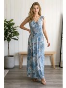 AMINA keleti mintás maxiruha - kék alapon