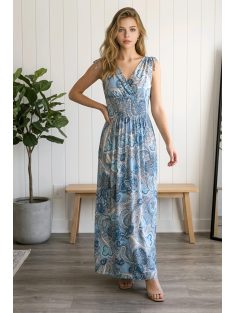 AMINA keleti mintás maxiruha - kék alapon