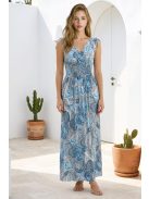 AMINA keleti mintás maxiruha - kék alapon