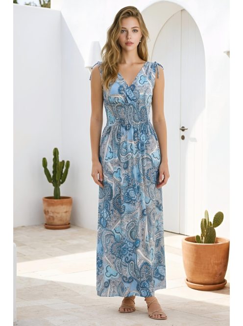 AMINA keleti mintás maxiruha - kék alapon