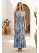 AMINA keleti mintás maxiruha - kék alapon