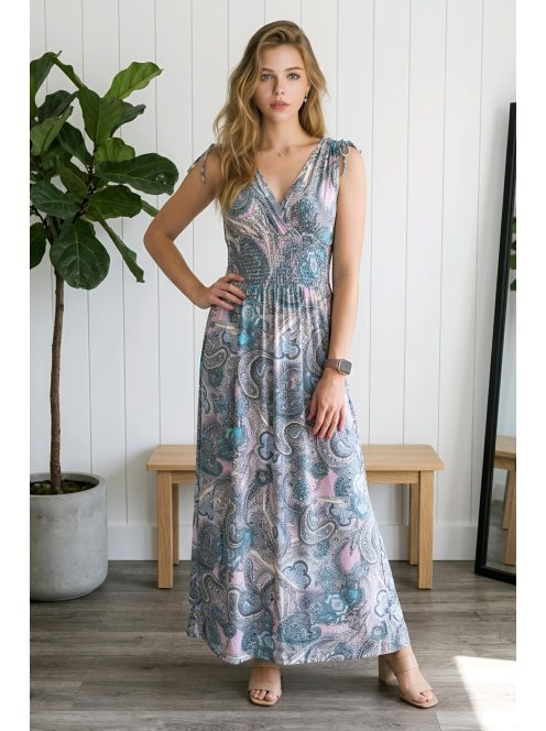 AMINA keleti mintás maxiruha - pink alapon