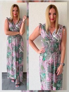 AMINA keleti mintás maxiruha - zöld alapon