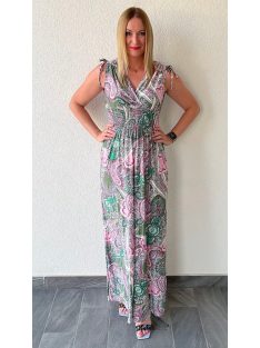 AMINA keleti mintás maxiruha - zöld alapon