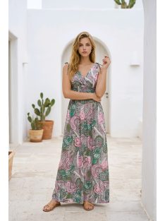 AMINA keleti mintás maxiruha - zöld alapon
