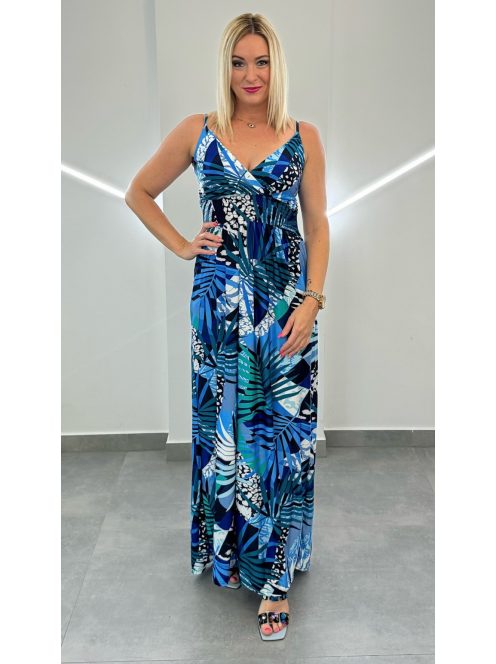 ALEXA vállpántos maxiruha - kék minta