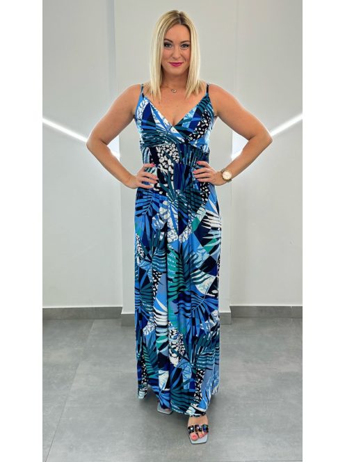 ALEXA vállpántos maxiruha - kék minta