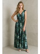 AMINA levélmintás maxiruha - zöld/fekete
