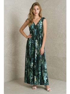 AMINA levélmintás maxiruha - zöld/fekete