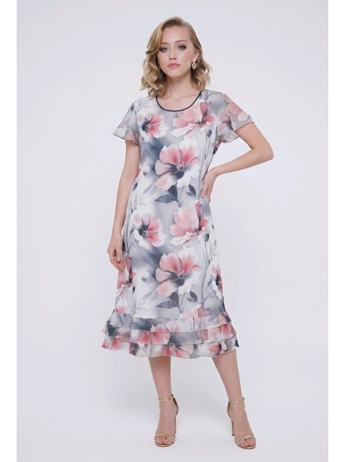 SZOFI nagyméretű ruha (L-4XL) - pink/szürke