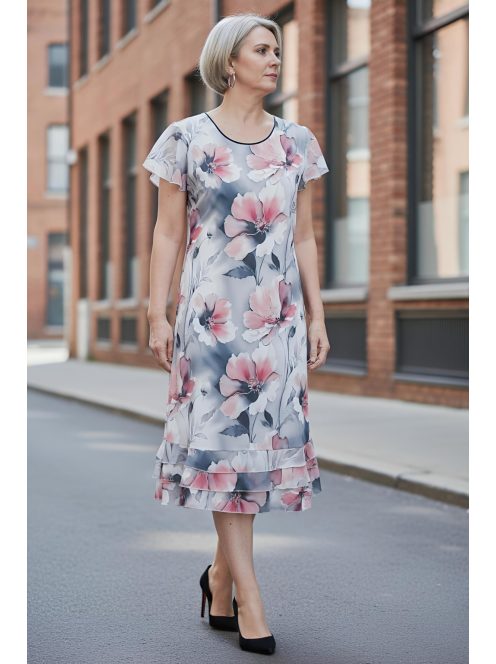 SZOFI nagyméretű ruha (L-4XL) - pink/szürke