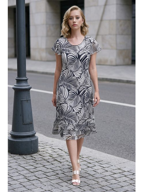 SZOFI nagyméretű ruha (L-4XL) - sötétkék/fehér