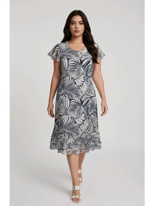 SZOFI nagyméretű ruha (L-4XL) - sötétkék/fehér