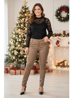 SARA nagyméretű barna bőrnadrág