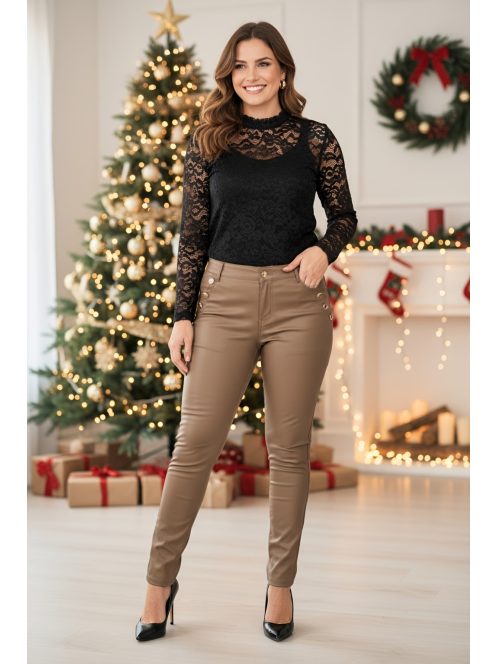 SARA nagyméretű barna bőrnadrág