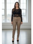 SARA nagyméretű barna bőrnadrág